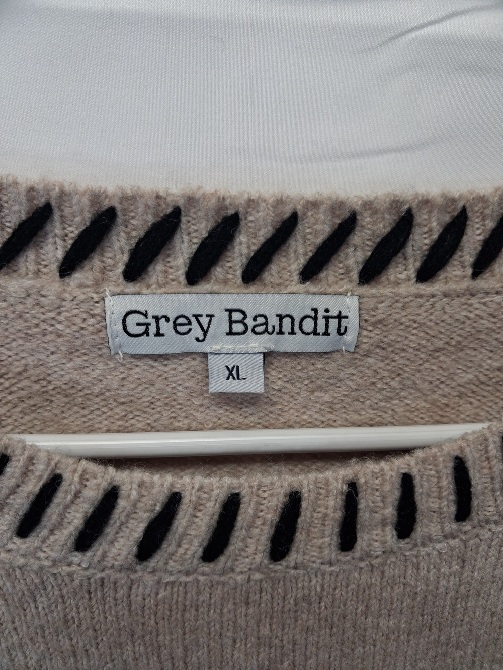 Grey Bandit "Central Park" Women's Tan Knit Sweater With Black Accents - XL